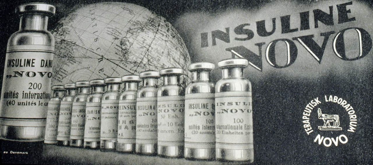 إعلان أنسولين نوفو في عام 1930.